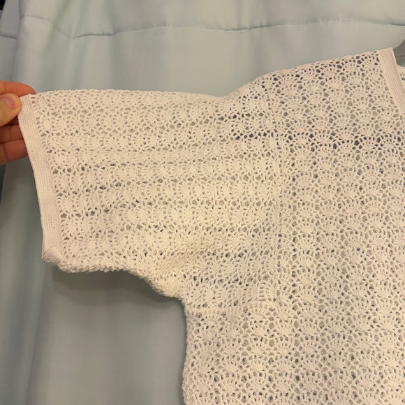 Women’s Handmade Crochet Short Sleeve Knit Cardigan cottage core grandma core - Picture 2 of 4